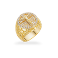 Moissanite Jesus Crucifix Nugget Ring 925 Sterling Silver in 14K Gold